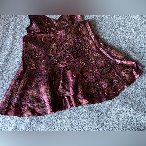 Anne Taylor LOFT 100% Silk Maroon/Plum Paisley Midi Dress Size 4 - Picture 6 of 12